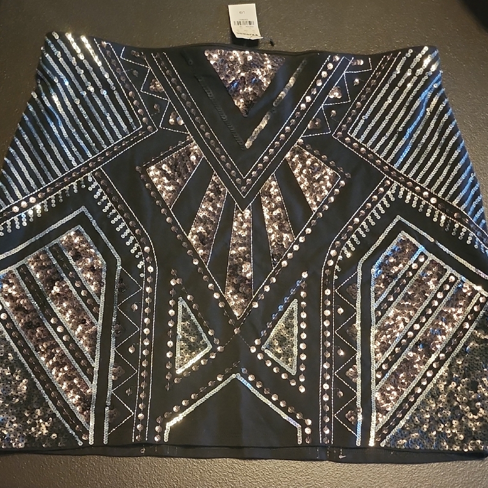 Express Black Skirt with Silver Sequins